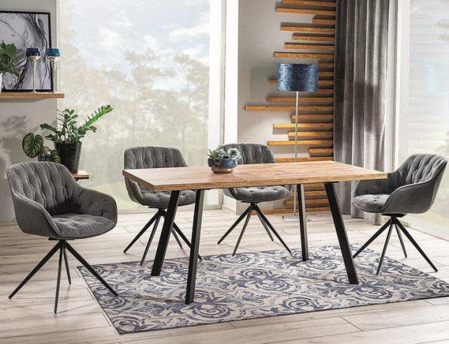 SINNE - 120–160CM MATBORD, UTDRAGSBART MDF DUBB ARTISAN/SVART METALL
