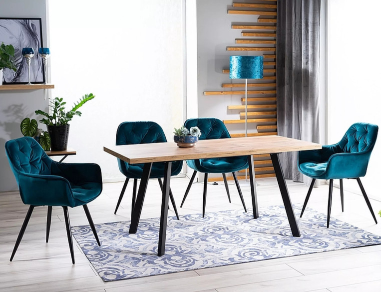 SINNE - 120–160CM MATBORD, UTDRAGSBART MDF DUBB ARTISAN/SVART METALL