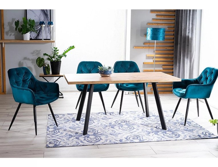 SINNE - 120–160CM MATBORD, UTDRAGSBART MDF DUBB ARTISAN/SVART METALL