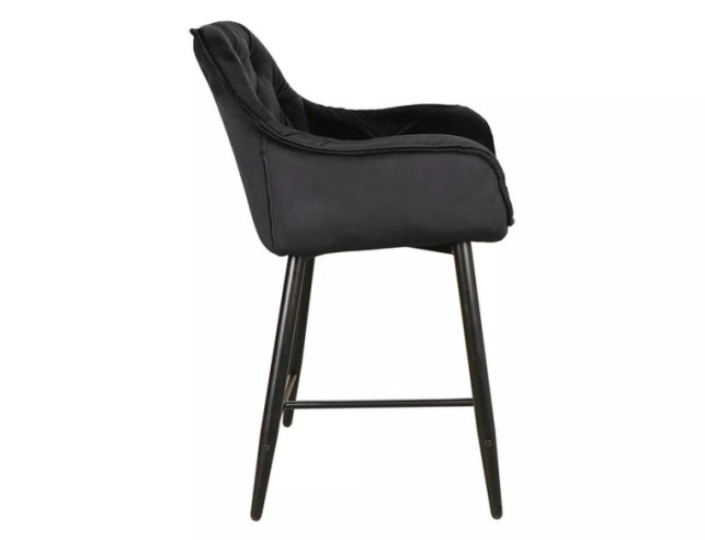 SIERRA H-2 - PÓŁHOKER 86CM, CZARN SAMMET, METALLSVART STATIV