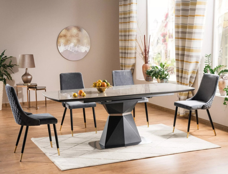 MAJESTÄTISK - 160 CM MATBORD, GRÅ KERAMIK, UTDRAGBAR