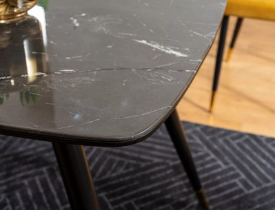 HIMMEL I - 140x80 CM MATBORD, SVART GLAS MED STENLOOK 2