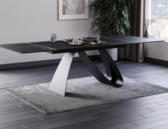 VEGA - 160CM MATBORD, SVART KERAMIK, UTDAGSBART