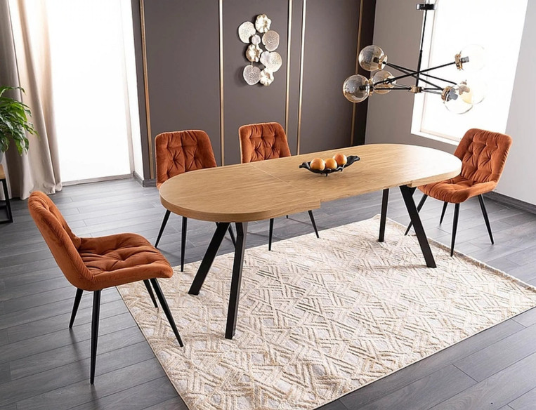 SIERRA II - 140CM MATBORD, UTDRAGBART EK/SVART METALL