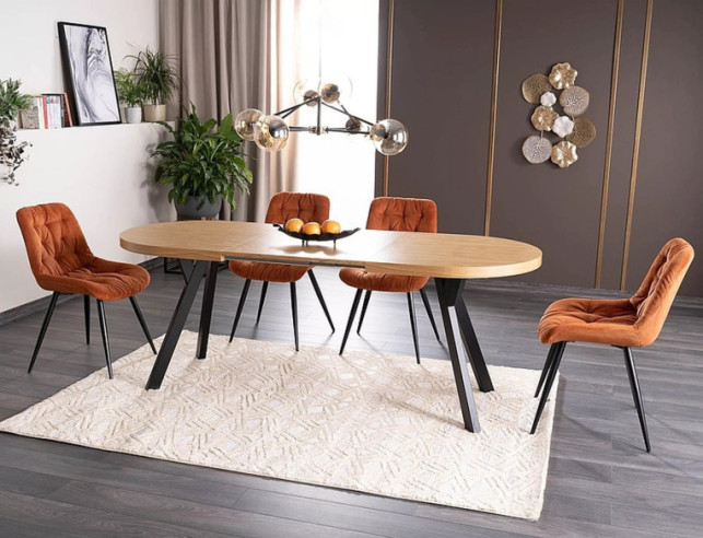 SIERRA II - 140CM MATBORD, UTDRAGBART EK/SVART METALL