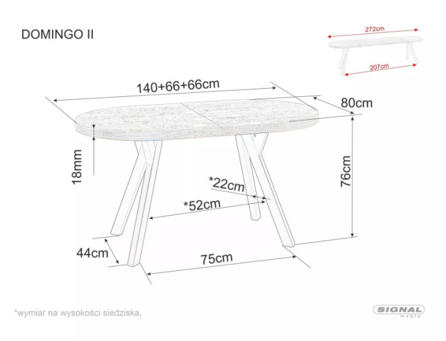 SIERRA II - 140CM MATBORD, UTDRAGBART EK/SVART METALL