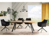 SIERRA - 100CM RUNT MATBORD, UTDRAGSBART EK/SVART METALL