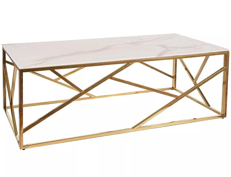 CYKLON II - 120x60CM SOFFBORD, VITT GLAS, GULDFÄRGAT METALLSTÄLL