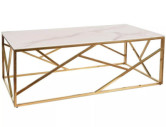 CYKLON II - 120x60CM SOFFBORD, VITT GLAS, GULDFÄRGAT METALLSTÄLL