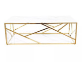 CYKLON II - 120x60CM SOFFBORD, VITT GLAS, GULDFÄRGAT METALLSTÄLL