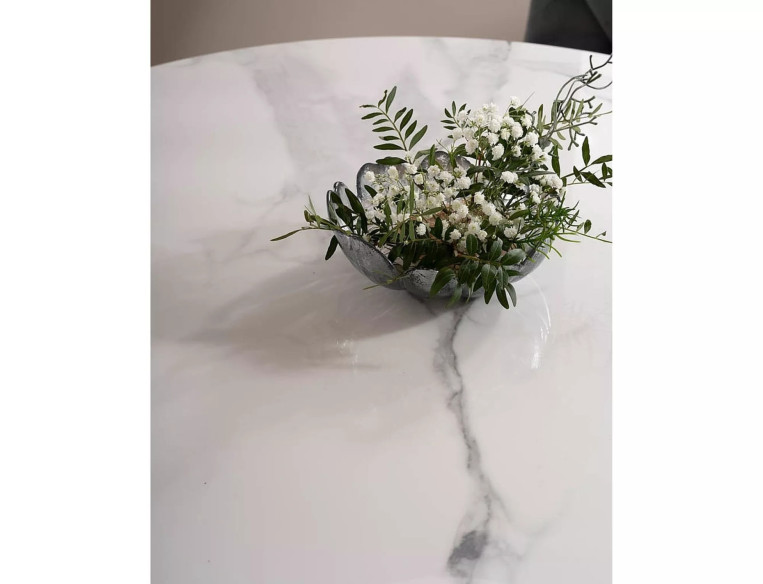 STABIL - 90CM RUNT HORECA-BORD, VIT KERAMIK CALACATTA