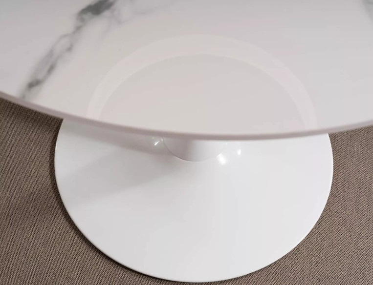 STABIL - 90CM RUNT HORECA-BORD, VIT KERAMIK CALACATTA