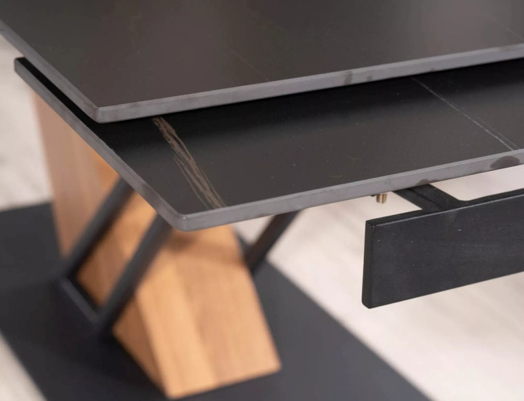 VIND - 180 CM MATBORD, UTDRAGBART KERAMIKSKIVA SVART MARMOR