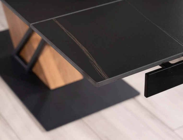 VIND - 180 CM MATBORD, UTDRAGBART KERAMIKSKIVA SVART MARMOR