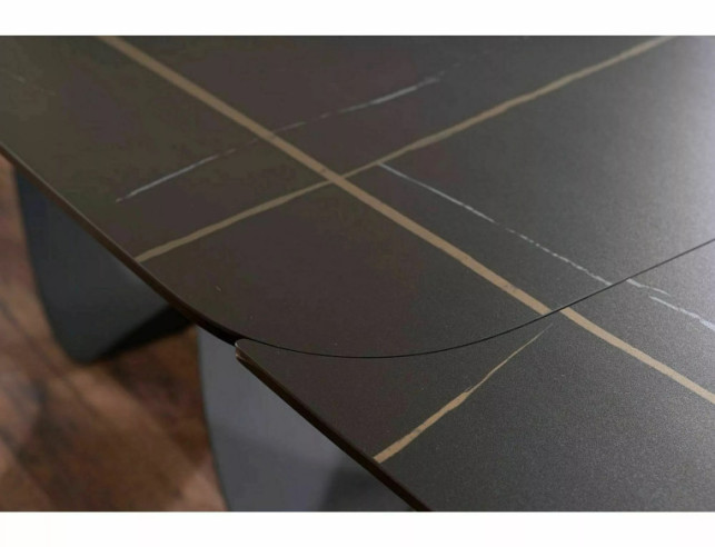 ORION - 160CM MATBORD, SVART KERAMIK/GLAS, UTFÄLLBART TILL 240CM