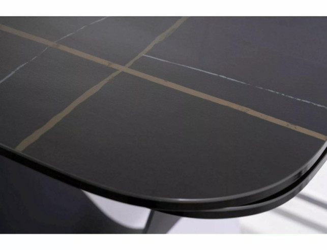ORION - 160CM MATBORD, SVART KERAMIK/GLAS, UTFÄLLBART TILL 240CM