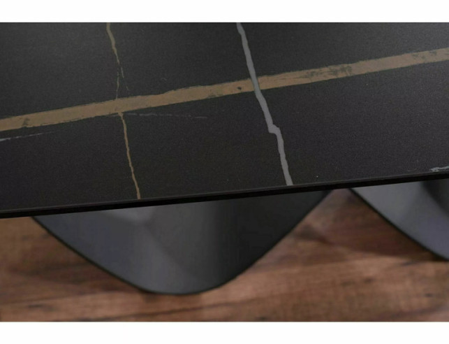 ORION - 160CM MATBORD, SVART KERAMIK/GLAS, UTFÄLLBART TILL 240CM