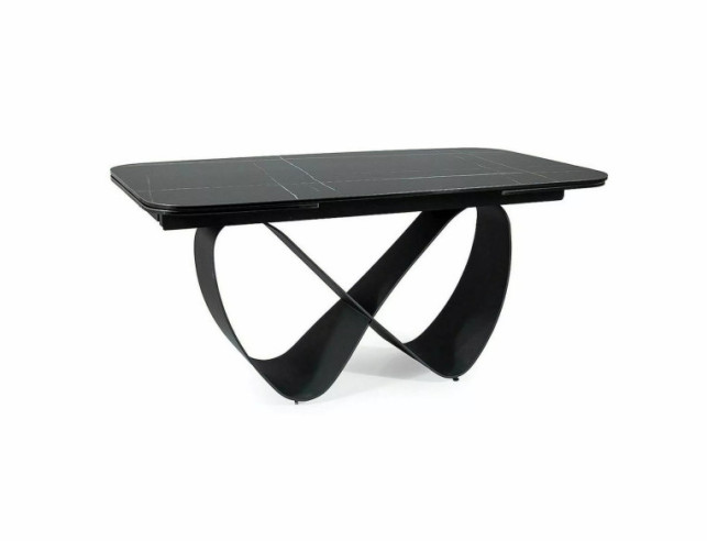 ORION - 160CM MATBORD, SVART KERAMIK/GLAS, UTFÄLLBART TILL 240CM