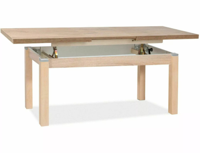 REGN - 124CM HÖJBAR OCH UTSVÄNGBAR SOFFBORD/MATBORD, DUBBELSIDIG DUB SONOMA