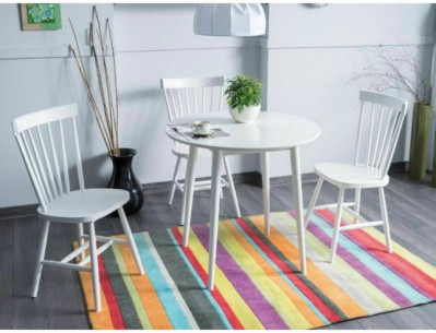 NEBULOSA - 90CM MATBORD, RUNDT, VIT MDF & TRÄ