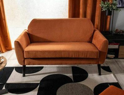 KORALLREV - 2-SITS SOFFA, SAMMET CINNAMON, TRÄBEN WENGE 2