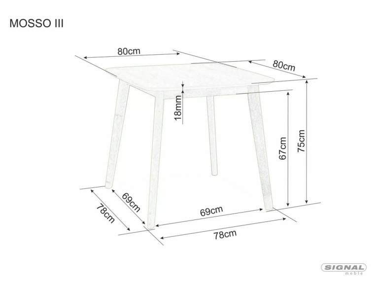 KURVA III - 80CM MATBORD, KVADRATISK EK FÖR 4 PERSONER
