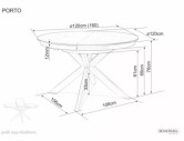 BRIS - 120–160CM MATBORD, RUNDT, GRÅ KERAMIK & GLAS, SVART METALL, UTDRAGSBART