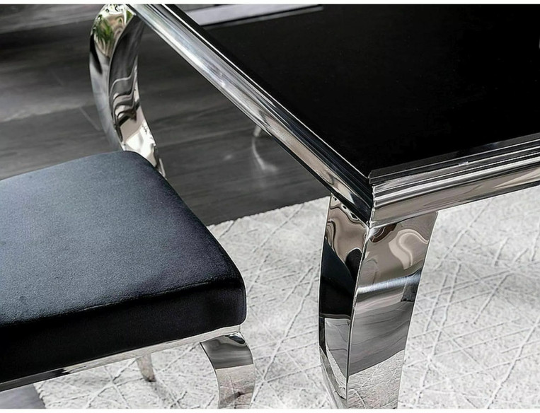 CYKLON - 55CM SOFFBORD, SVART GLAS & KROMAT METALL