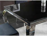 CYKLON - 150CM MATBORD, SVART GLAS & KROM