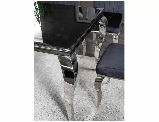 CYKLON - 150CM MATBORD, SVART GLAS & KROM