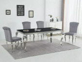 CYKLON - 150CM MATBORD, SVART GLAS & KROM