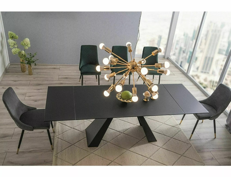 NOVA - 160CM MATBORD, SVART GLAS, UTFÄLLBART