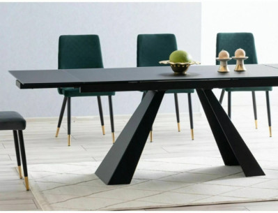 NOVA - 160CM MATBORD, SVART GLAS, UTFÄLLBART 2