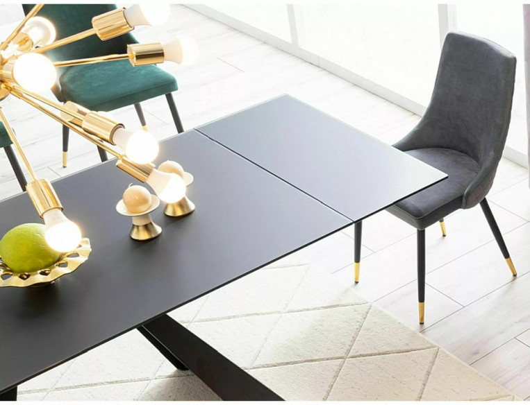 NOVA - 160CM MATBORD, SVART GLAS, UTFÄLLBART