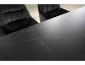 NOVA - 160CM MATBORD, KERAMIK SAHARA NOIR, SVART METALL, EXKLUSIVT UTFÄLLBART