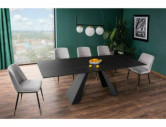 NOVA - 160CM MATBORD, KERAMIK SAHARA NOIR, SVART METALL, EXKLUSIVT UTFÄLLBART