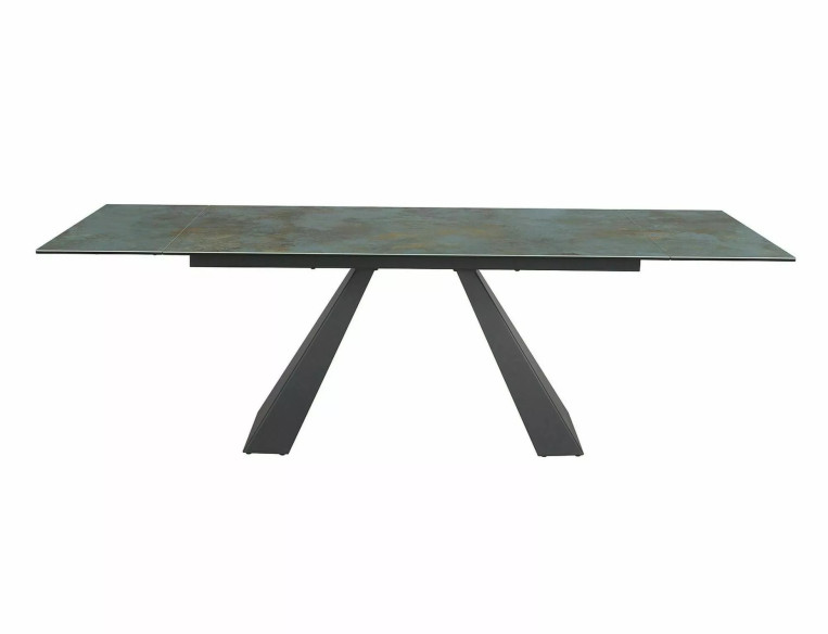 NOVA - 160 CM MATBORD, KERAMIK OSSIDO VERDE, SVART METALL, UTFÄLLBART