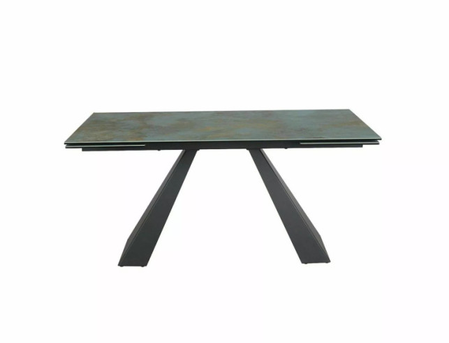 NOVA - 160 CM MATBORD, KERAMIK OSSIDO VERDE, SVART METALL, UTFÄLLBART