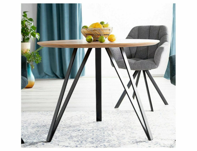 KURVA - 100CM MATBORD, RUNDT, EK/SVART METALL
