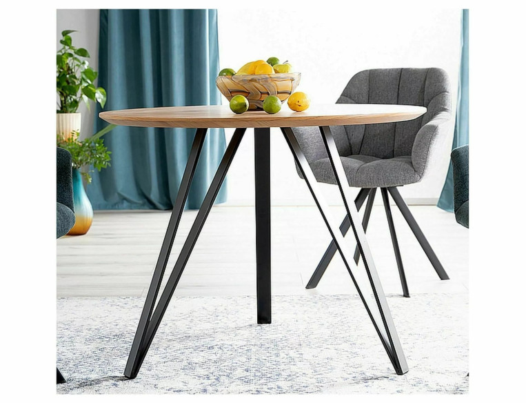 KURVA - 100CM MATBORD, RUNDT, EK/SVART METALL