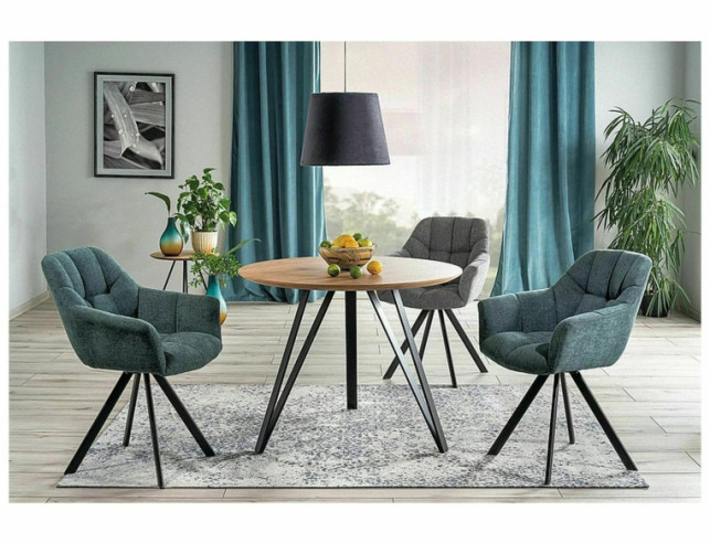 KURVA - 100CM MATBORD, RUNDT, EK/SVART METALL