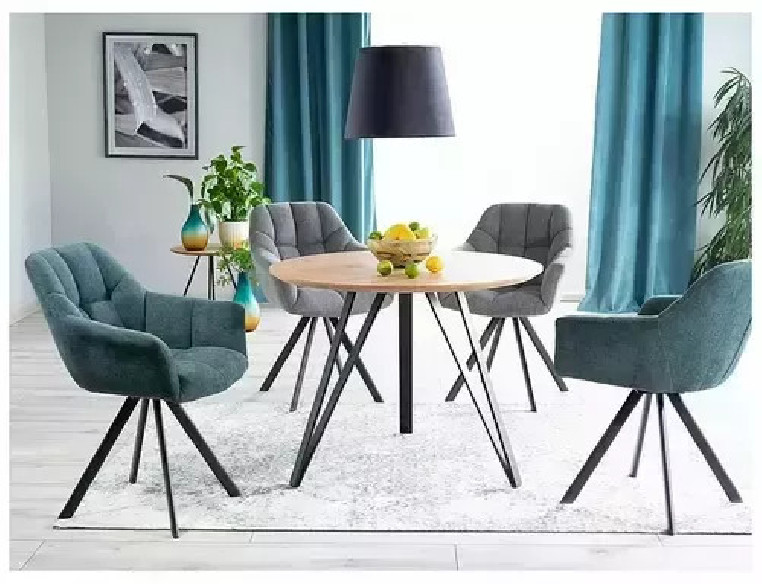 KURVA - 100CM MATBORD, RUNDT, EK/SVART METALL