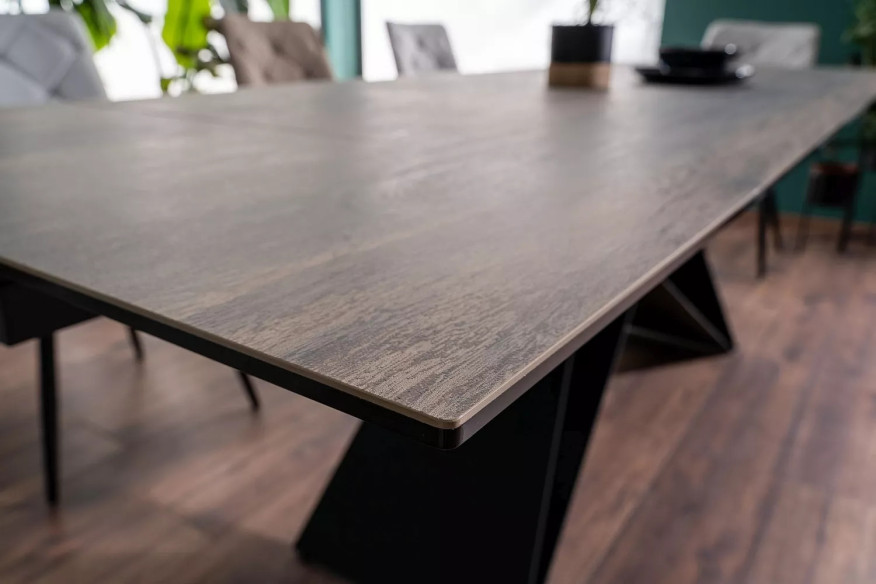 NORDLJUS - 160CM MATBORD, UTDRAWBART, KERAMIK MED TRÄEFFEKT