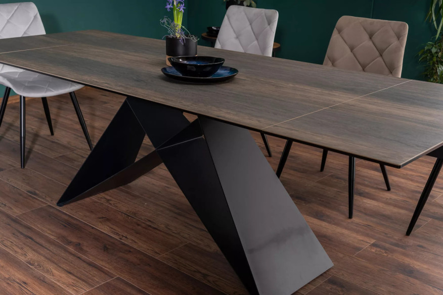 NORDLJUS - 160CM MATBORD, UTDRAWBART, KERAMIK MED TRÄEFFEKT