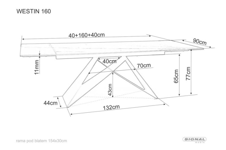 NORDLJUS - 160CM MATBORD, UTDRAWBART, KERAMIK MED TRÄEFFEKT