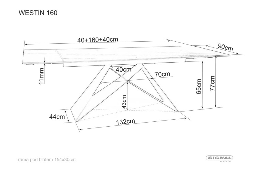 NORDLJUS - 160CM MATBORD, UTDRAWBART, KERAMIK MED TRÄEFFEKT