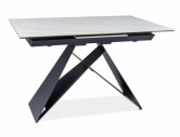 NORDLJUS - 120–160CM MATBORD, VIT MARMOR, SVART UNDERREDE, UTDRAGBART