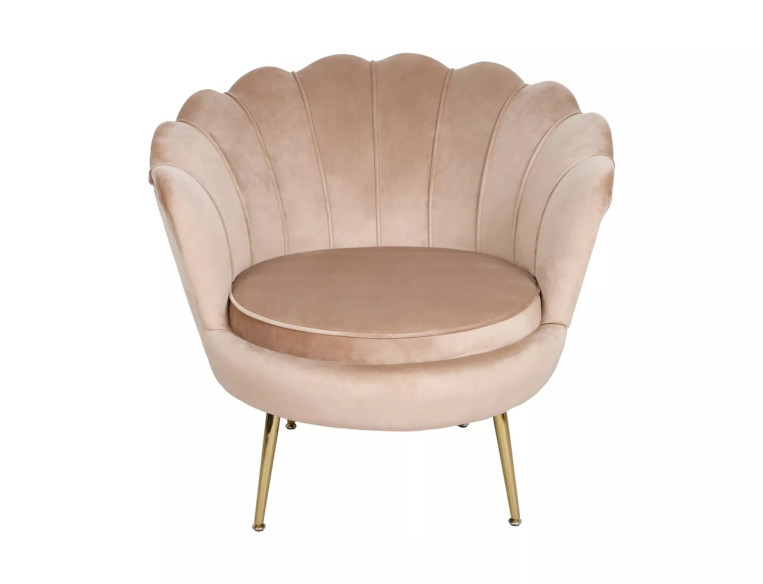 REGN - FOTEL HORECA, BEIGE SAMMET, GULDMETALL