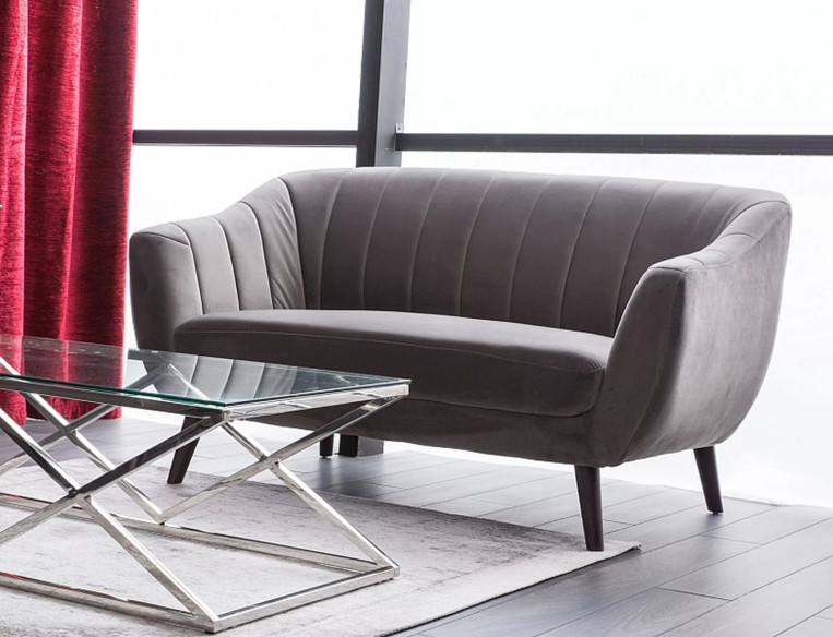 DENALI 2 - 153CM SOFFA, SAMMETSGRÅ, TRÄSTOMME WENGE