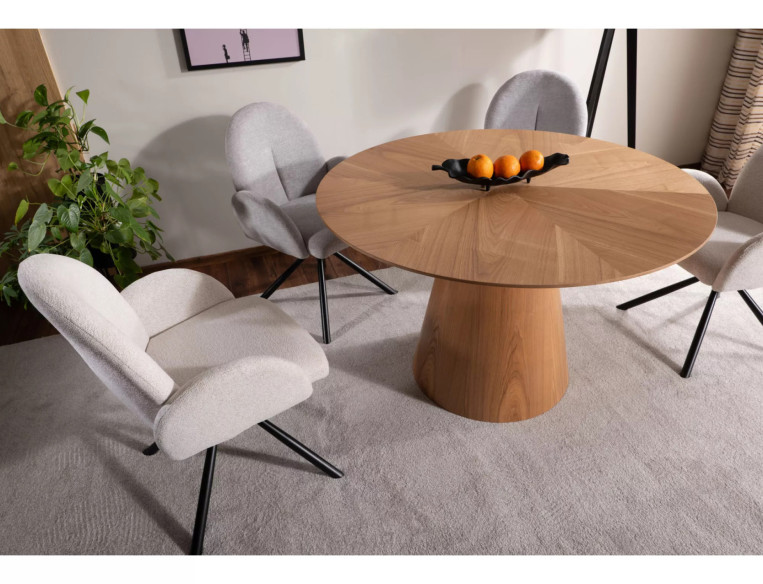 SIRIUS 120 - 120CM RUNT MATBORD, MDF OCH NATURFANÉR EK